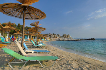 View of one of the sandy and rocky beach in Karidi