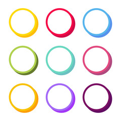 Set of 3D circles colored web buttons. Design Templates. Vector