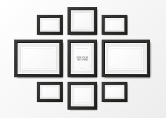 Collection realistic picture frame isolated on white background. For your text here. Vector