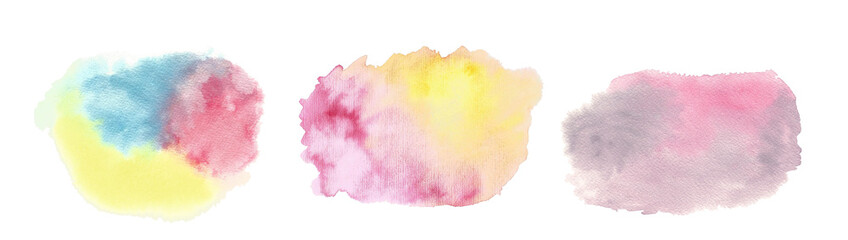 Set of color watercolor stains. Abstract multicolor watercolor gradient paint  texture background.