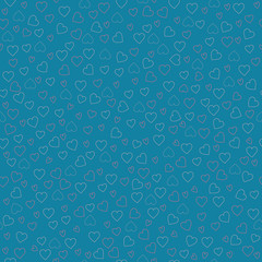 Hand-drawn hearts vector seamless pattern on blue background