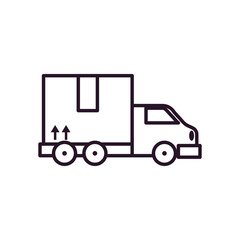 cargo truck with box icon, line style
