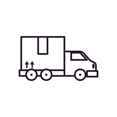Fototapeta premium cargo truck with box icon, line style