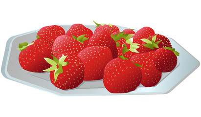 Strawberries on a plate vector illustration