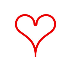 Poker playing card suit Hearts outline shape single icon. Hearts suit deck of playing cards used for ace in Las Vegas royal casino. Single icon illustration isolated on white. Drawing pic for tattoo.