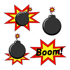 Boom bomb blast comic pop art retro style. Terrorism is a danger of destruction