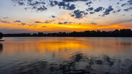 Scenery with river in the background light of the twilight sky