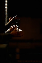 Hands applauding sanitary at night