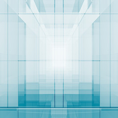 Blue transparent 3d rendering