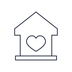charity donations concept, house with heart icon, line style