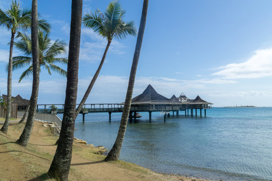tropical beach hut on stilts at Noumea, new caledonia