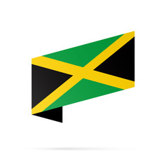 Jamaica flag state symbol isolated on background national banner. Greeting card National Independence Day of the Republic of Jamaica. Illustration banner with realistic state flag.