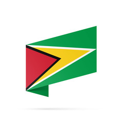 Guyana flag state symbol isolated on background national banner. Greeting card National Independence Day of the Co-operative Republic of Guyana. Illustration banner with realistic state flag.