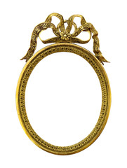 Golden frame for paintings, mirrors or photo isolated on white background