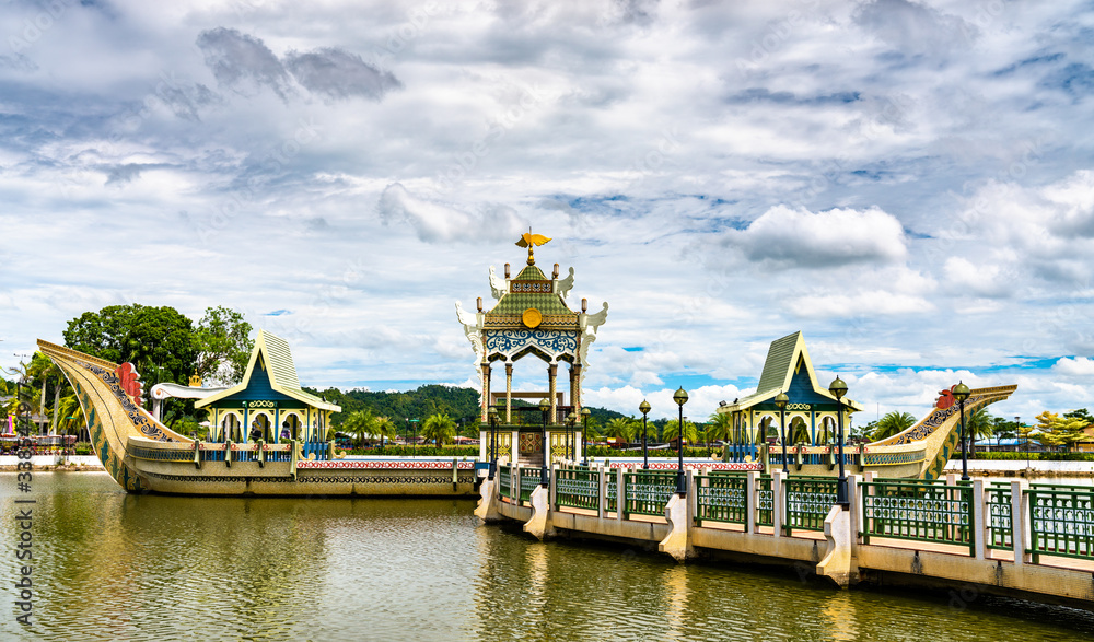 Sticker Royal Barge of Sultan Omar Ali Saifuddin Mosque in Bandar Seri Begawan, the capital of Brunei