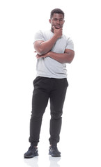 handsome athletic guy in a white t-shirt.