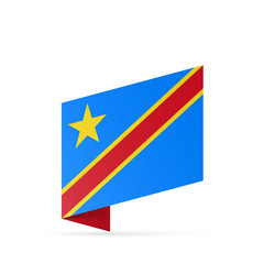 Congo flag state symbol isolated on background national banner. Greeting card National Independence Day of the Democratic Republic of the Congo. Illustration banner with realistic state flag of DRC.