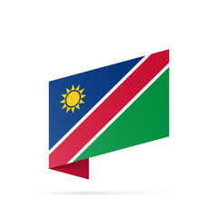 Namibia flag state symbol isolated on background national banner. Greeting card National Independence Day of the Republic of Namibia. Illustration banner with realistic state flag.