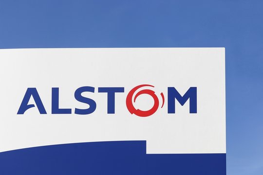 Fredericia, Denmark - September 10, 2016: Alstom logo on a panel. Alstom is a French multinational company operating worldwide in rail transport markets with products like tgv and eurostars