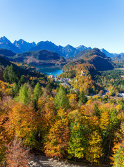 Obraz premium Hohenschwangau lake near Neuschwanstein Castle, Bavaria, Germany