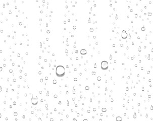 Naklejka na ściany i meble Realistic water rain drops or steam shower. Pure droplets condensed background Vector
