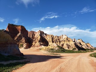 falésias, caminho, no deserto, árido