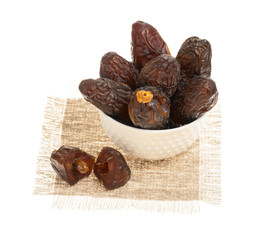dates on a napkin isolated on white background