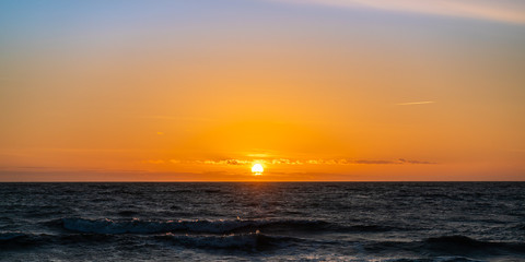 Panoramic view of a beautiful sunset over the sea.