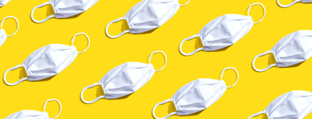White surgical masks overhead view - flat lay
