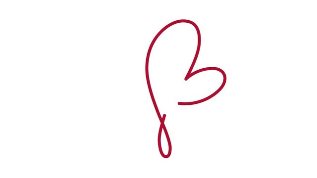 Two monoline flourish red lovers heart animation logos. Valentines card handmade calligraphy. Decor for video greeting card, wedding invitation, design element