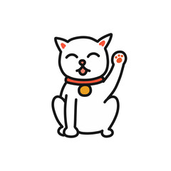 maneki neko doodle icon, vector illustration
