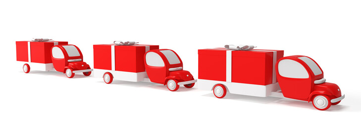 Fototapeta premium 3D Render Load Three Truck