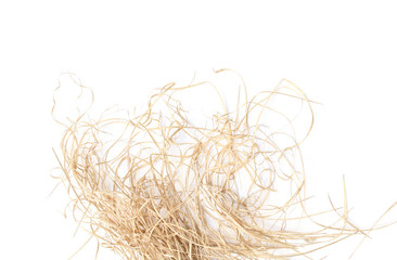Dry grass isolated on white background. Abstract pile of dry hay or straw..