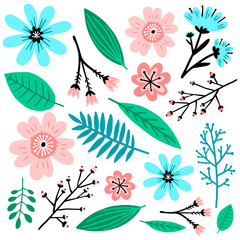 Fototapeta premium Doodle flowers and herbs pattern