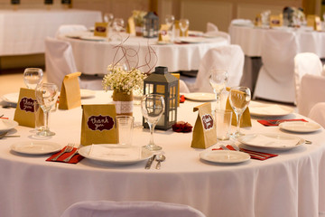 Wedding table with place settings.