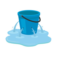 Leaking bucket. Vector illustration isolated on white background. © Nadzin