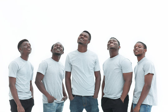 group of guys looking up at a copy of the space.