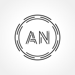 Initial AN Logo Creative Typography Vector Template. Digital Abstract Letter AN Logo Design