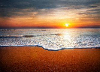 beautiful tropical sunset and sea