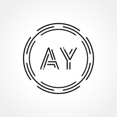 Initial AY Logo Creative Typography Vector Template. Digital Abstract Letter AY Logo Design