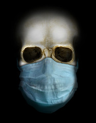 skull with covid mask