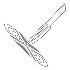 Contour illustration of throwing knife in the target