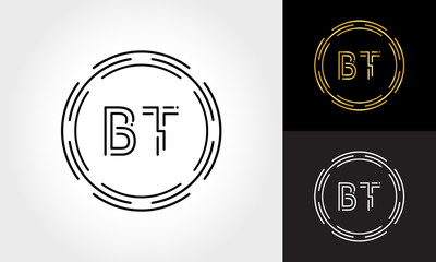 Initial Letter BT Logo Creative Typography Vector Template. Digital Abstract Letter BT Logo Design