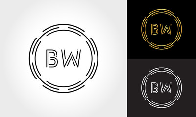 Initial Letter BW Logo Creative Typography Vector Template. Digital Abstract Letter BW Logo Design