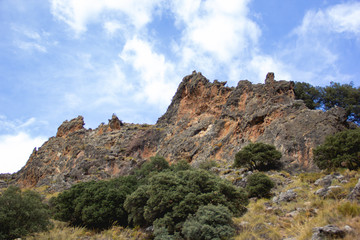 Fototapeta na wymiar Rocky mountains and wild vegetation in southern Spain, Europe