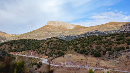 Panoramic view of rocky mountain range in Granada, southern Spain