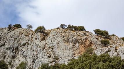 Stone and mountain rock in alpine climbing