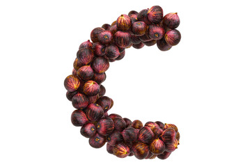 Letter C from common figs, 3D rendering