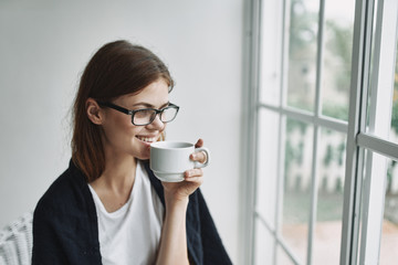 young businesswoman drinking coffee