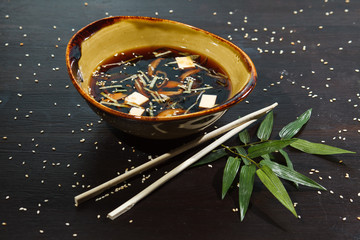 Soy and Chinese sticks soup.